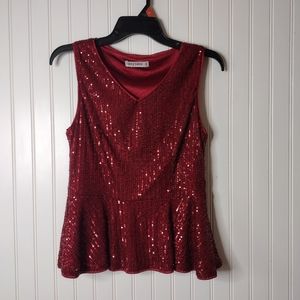 Grace Karin red sequin top medium